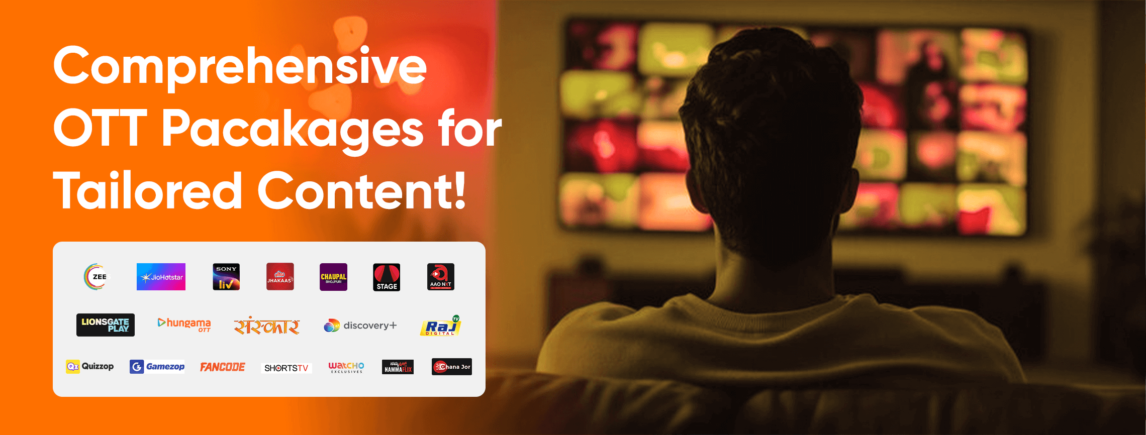Comprehensive all-in-one OTT subscription packages for tailored content.